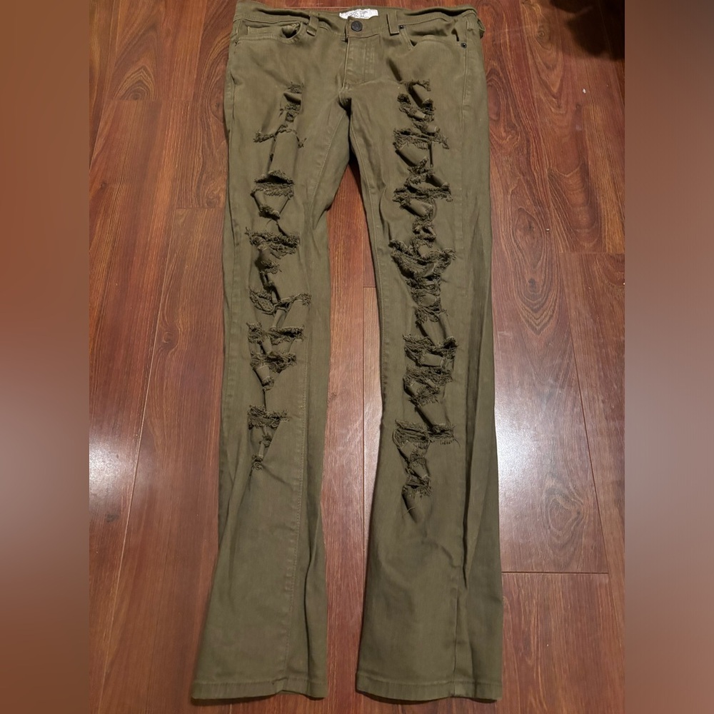 army green golden jeans